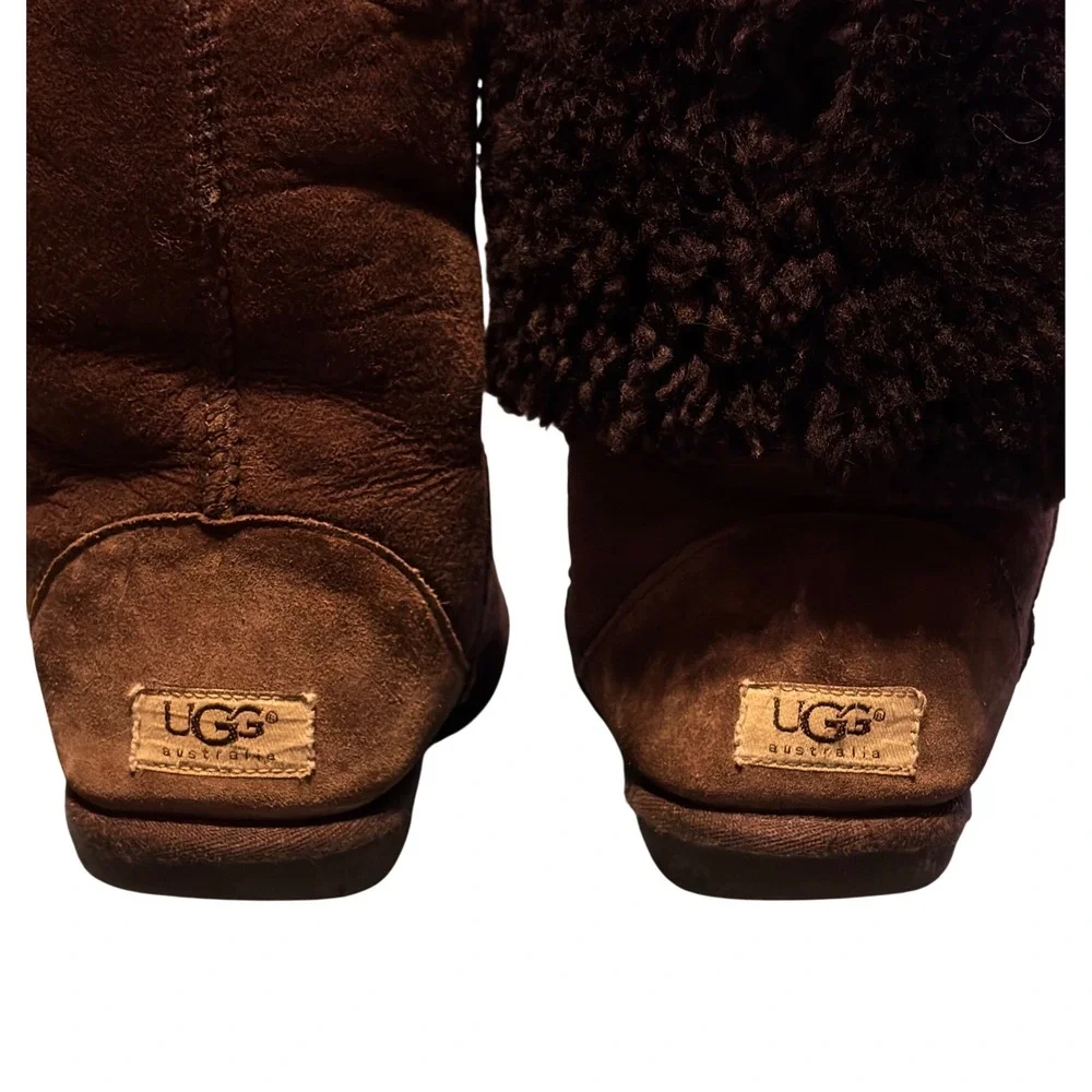 UGG Australia Classic Tall 5815 Brown Suede Sheepskin Lined Boots Women Size 7 W